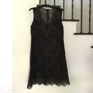 Black and Gold Ellie Tahari Lace Dress